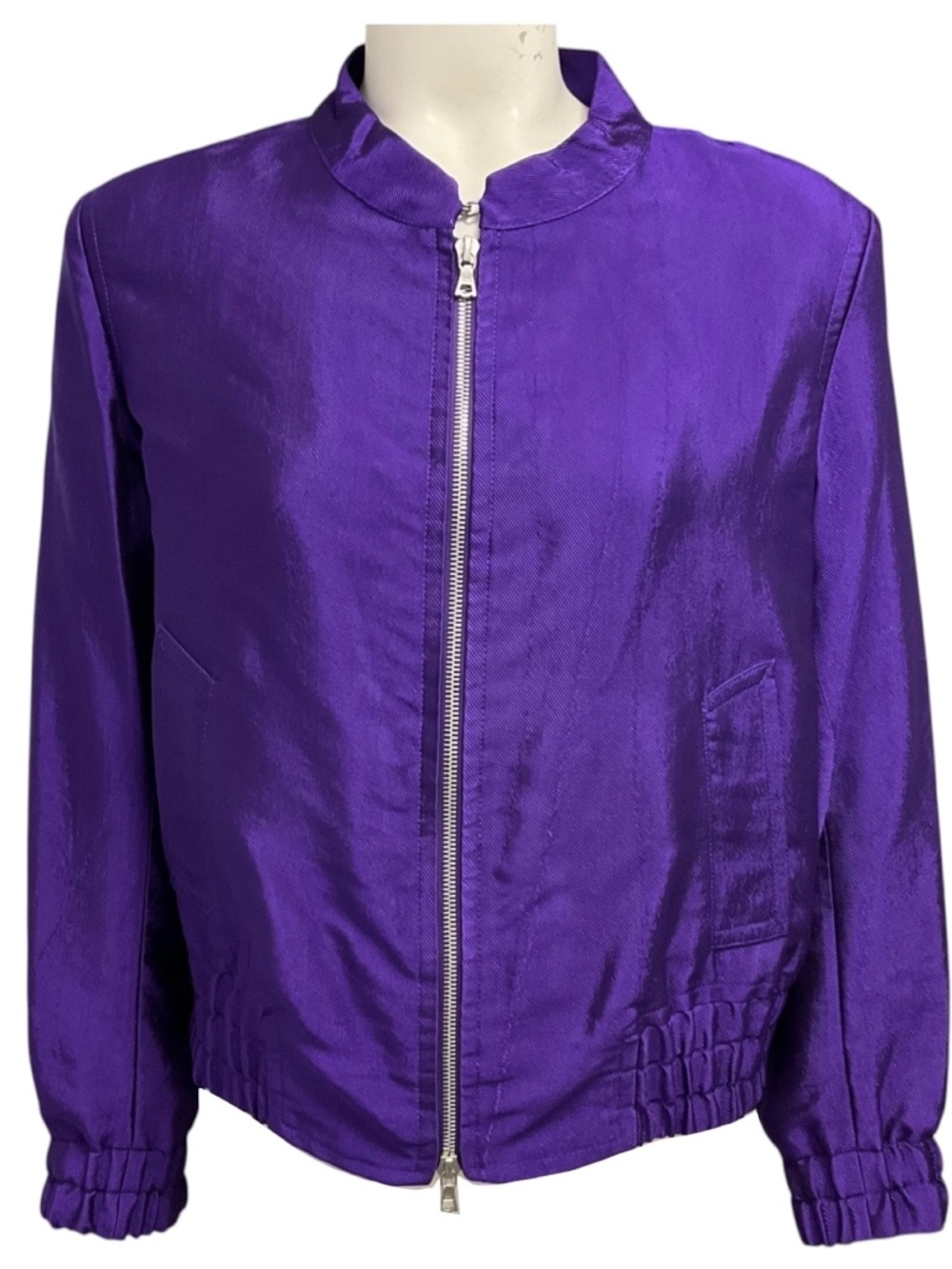 Dries Van Noten Purple Zip Front Bomber Jacket